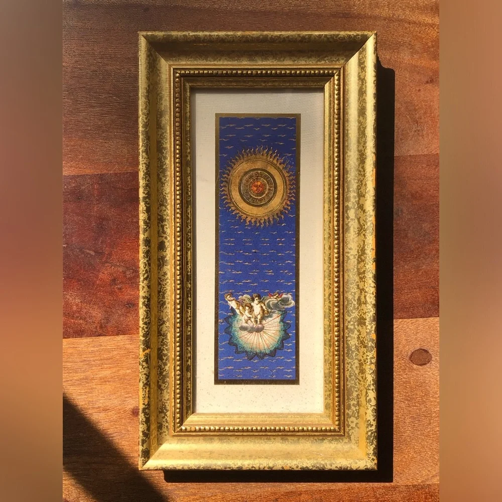 90s Celestial Art Vintage Pier 2 sun themed gold framed art (2)
